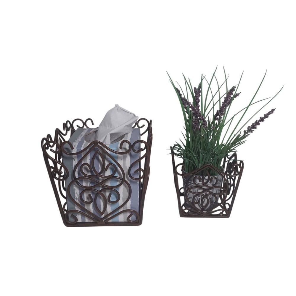 Southern Living At Home Rosedale Plant Holders Scrolled Metal Basket | Set of 2